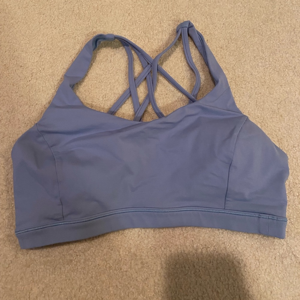 Lululemon strappy sports bra (size 10). Light blue